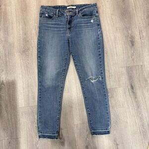 Levi's 711 Skinny Jeans Womens 30 Blue Distressed Stretch Denim 31x27